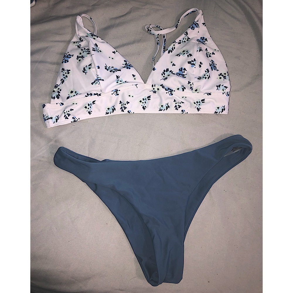 Floral Blue and White Bikini Set